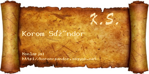 Korom Sándor névjegykártya